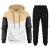 Khaki Autumn 2025 New Sportswear Tracksuits Men's Casual Plushed Warm Hoodie Set Color Matching Brand 2 Piece Male Outfit