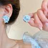 Colored Embroidered Ball Flower Stud Earrings For Women Contrasting Resin Flower Earrings Sweet Ear Jewelry Accessories