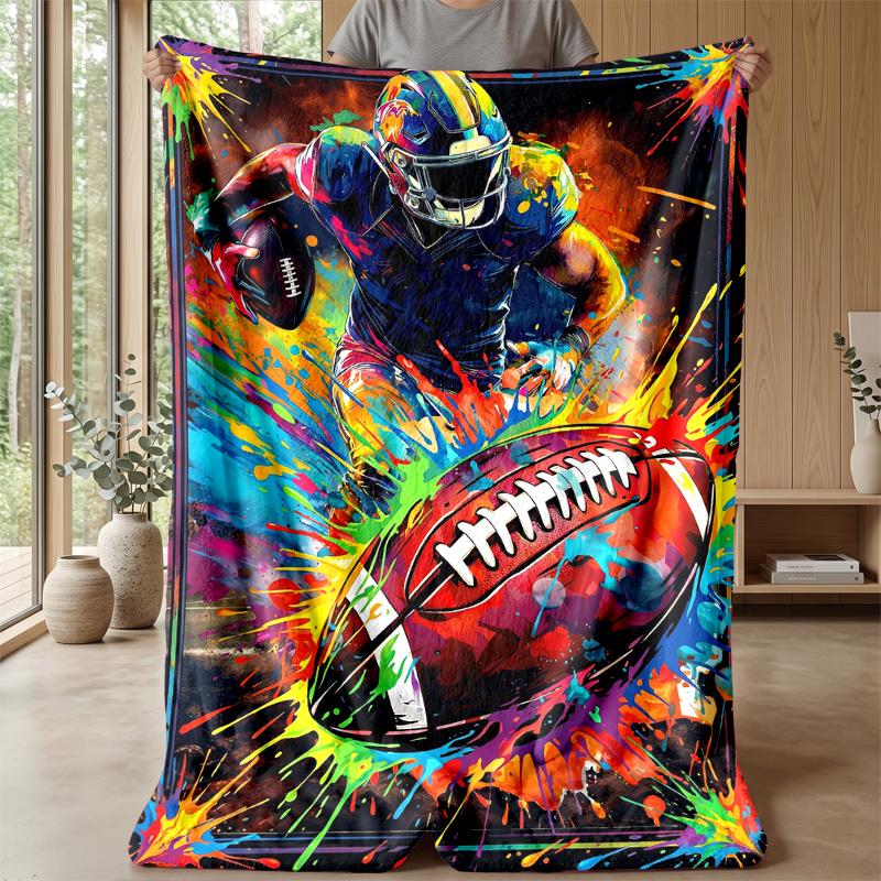 Football Artwork Energy Theme blanket Lightweight Warm Flannel Blanket Decorative Throw Blanket for Home Decoration