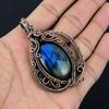 Labradorite Pendant, Handmade Gemstone 999 Copper Wire Wrapped Pendant Antique Jewelry, For Gift Silver Jewelry