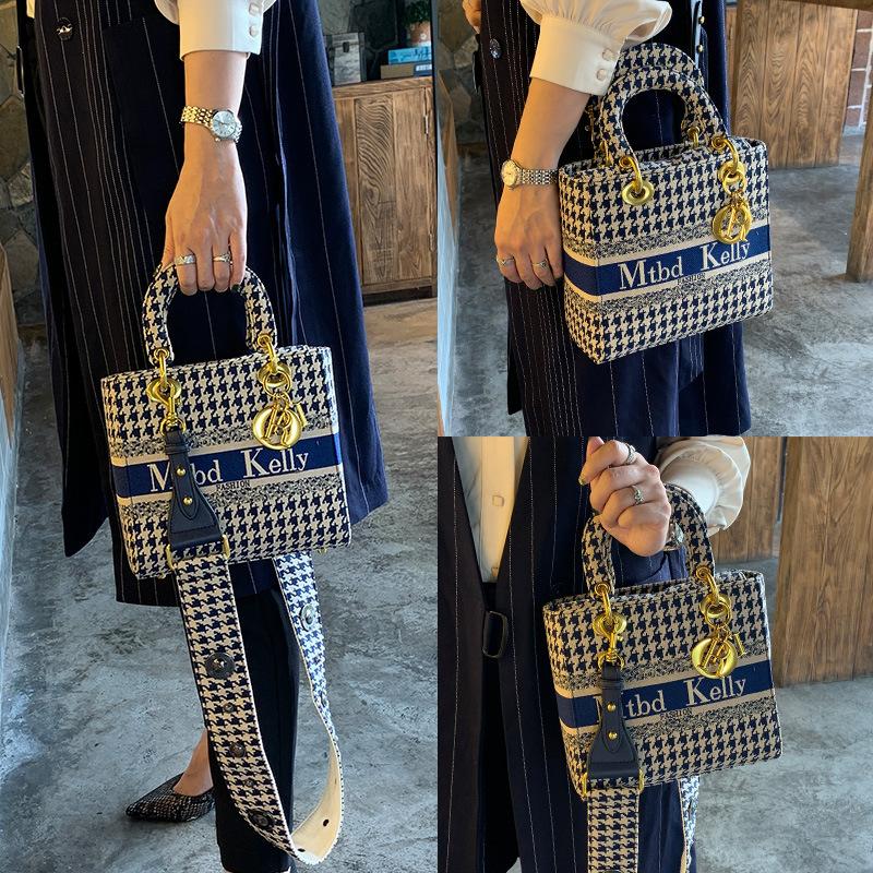 Женская сумка через плечо с ретро-принтом, сумка через плечо в клетку Hundred Thousand Bird Check для девочек, маленькая квадратная сумка, модная кожаная сумка через плечо для девочек