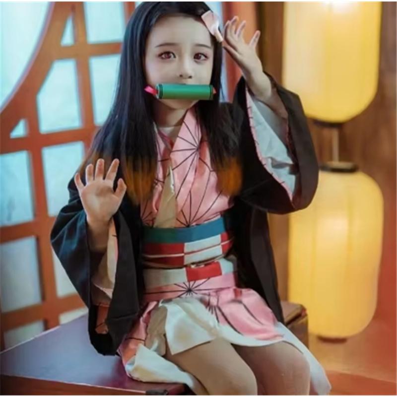 Demon Slayer Kamado Nezuko Косплей Костюм Японский Аниме Карнавал Вечеринка Взрослый Униформа Девушка Хэллоуин Костюм для Детей Дети
