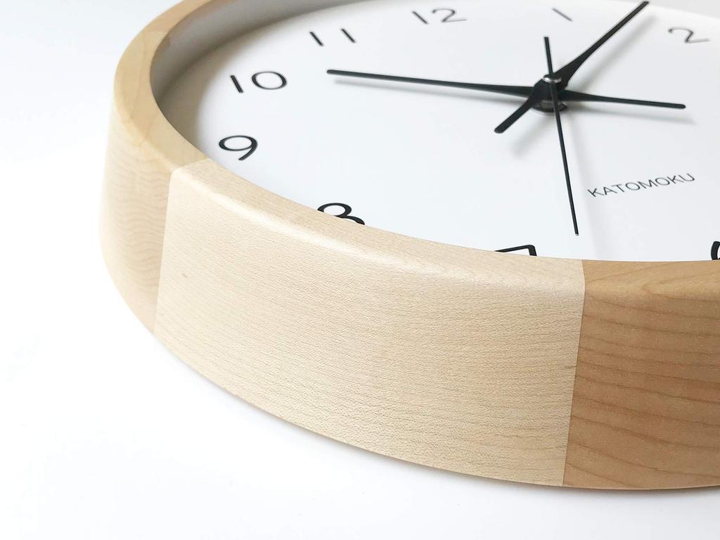 KATOMOKU Muku Clock 13 Maple Radio Clock Continuous Second Hand H. km-104HMRC 306mm (radio Clock)