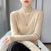Autumn and Winter Half Turtleneck Bottoming Shirt Women's Sweater with Long Sleeves Andy Velvet Slim Knitted New Tight Top Middle Collar