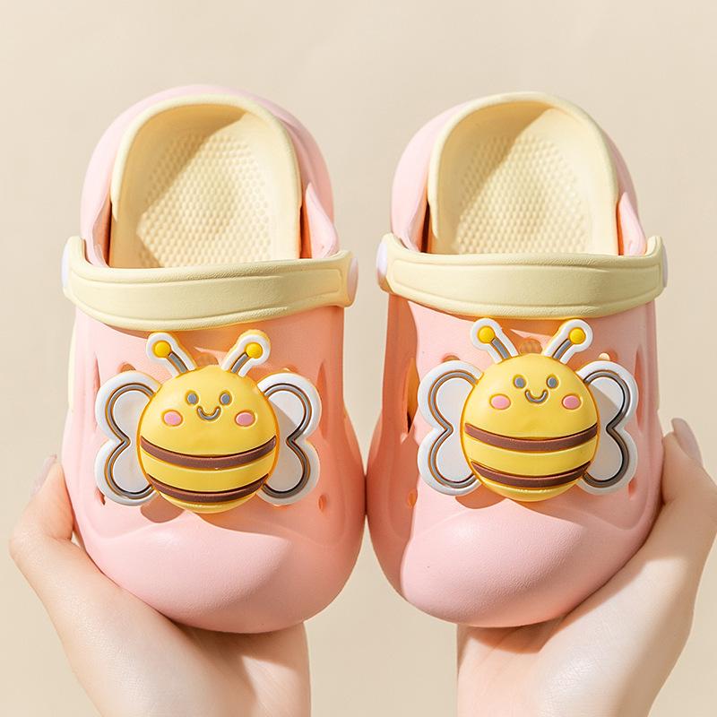 Мультяшные детские тапочки нескользящие милые летние прохладные тапочки домашние двухцветные пчелиные садовые туфли на мягкой подошве домашние тапочки