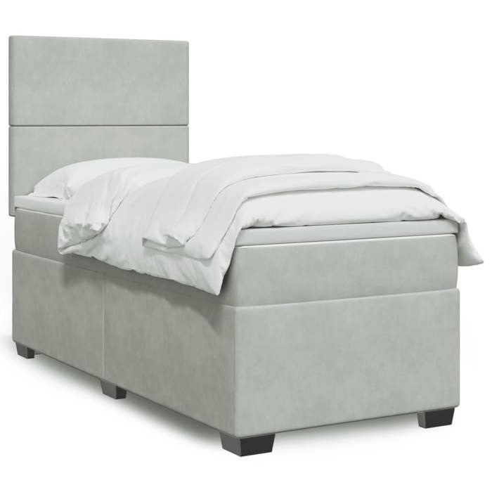 Maison Exclusive - Sommier à lattes de lit et matelas Gris clair 100x200cm Velours