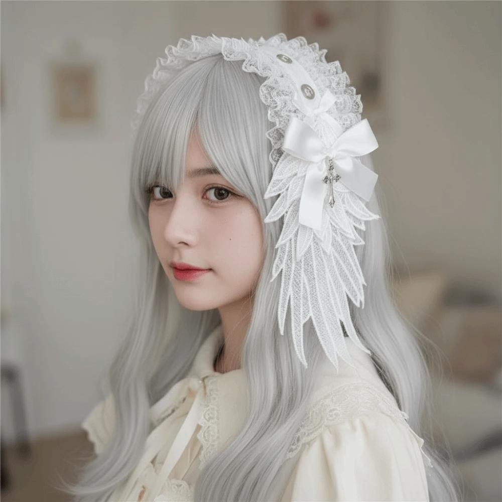 Spicy Girl Cosplay Headdress Rivet Lolita Hair Clip Sweet Lolita Wings Lace Headband Party