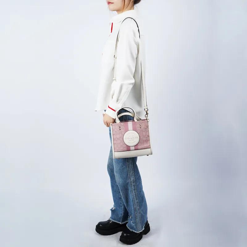 COACH Dempsey Canvas Leather Tote Bag , Shopping Bag , Crossbody Bag , Handbag Medium Women's Cherry Blossom Pink (Unisex) Handbags