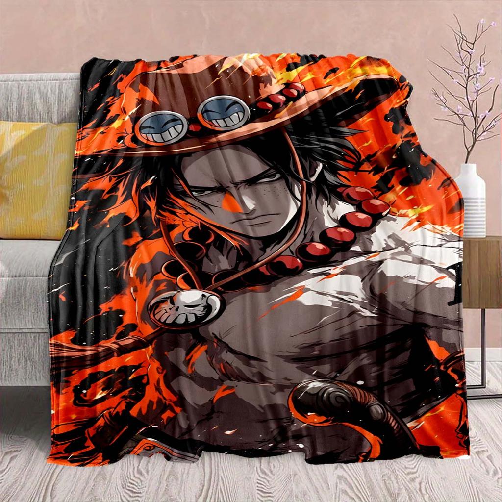 One Piece Anime Flannel Blanket - Soft Warm Perfect for Sofa, Bedding Camping Travel Office Home Decor -QJY