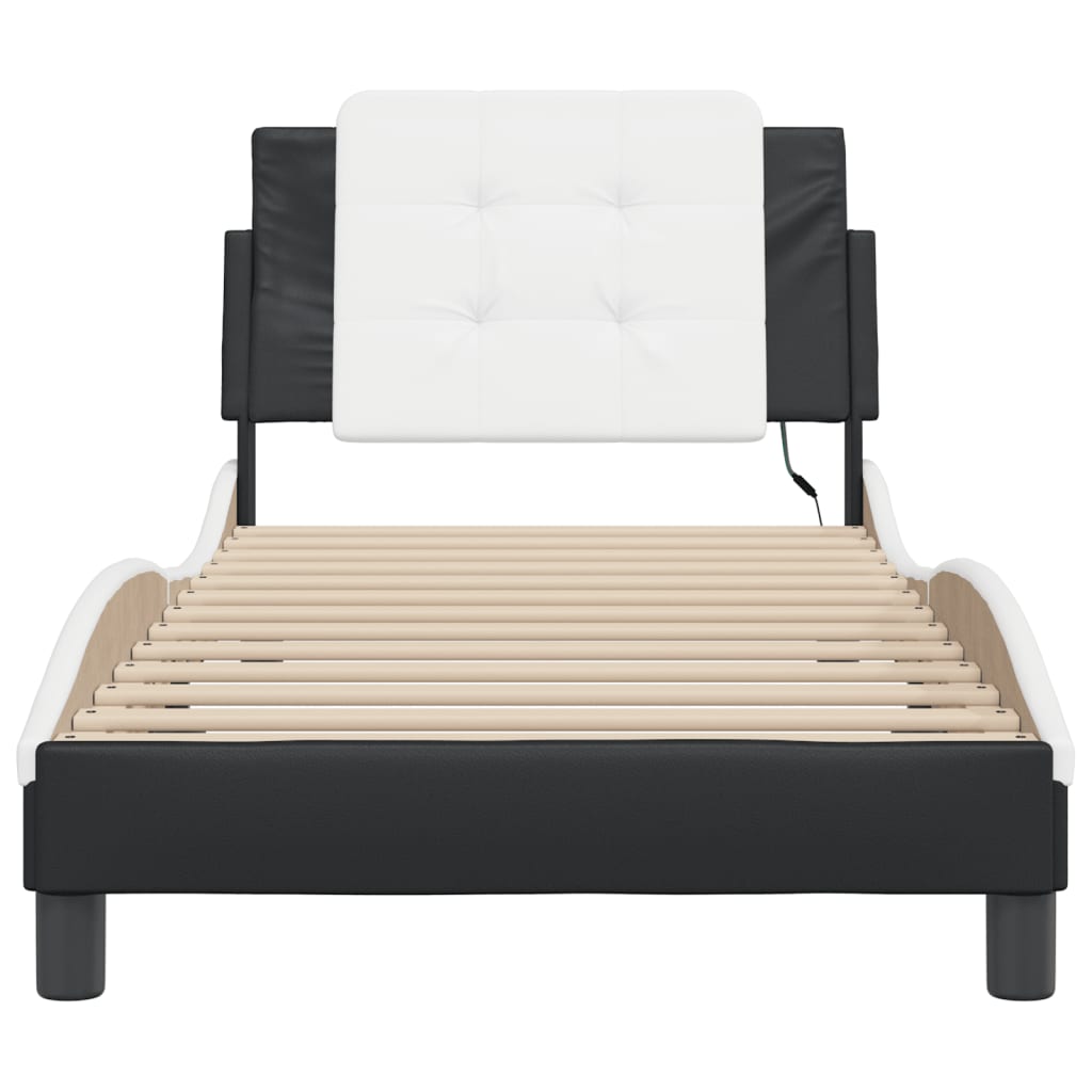 LED Bed Frame without Mattress  Zadar  Black and White 80x200 cm