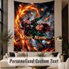 Custom Text Printed Tapestry Demon Slayer Pattern Large Wall Hanging Indoor Room Decor