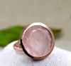 Rose Quartz Round Gemstone Handmade Ring, Solid 925 Sterling Silver, Rose Gold Ring, Birthday Jewelry, Ring For Women