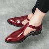 Men Beach Luxury Sandals 2025 Summer Hollow Patent Leather Shoes Men's New Arrival Casual Sandals Breathable Walking Hole Shoes