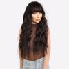 Jet Black 30" Loose Waves Wig - Heat Resistant HD Front Synthetic Hairpiece with Blunt Bangs for Natural Look