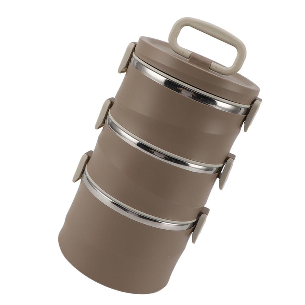 Stackable Lunch Box 304 Stainless Steel 3 Layers Leakage Proof Round Insulated Food Container for Work School Travel