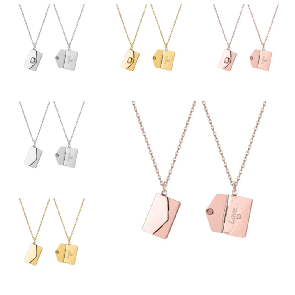 Heart Envelope Necklace Openable Lovers Choker Necklace Simple Pendant Sweater Chain Girls