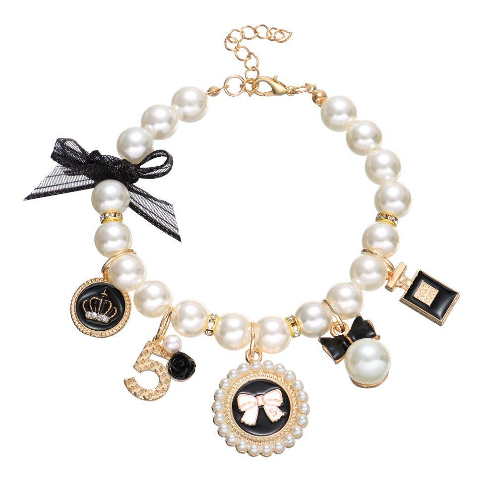 Products Puppy Accessories Cute Collar Bow Necklace Adjustable Dog Cat Princess Pet Pearl Collar