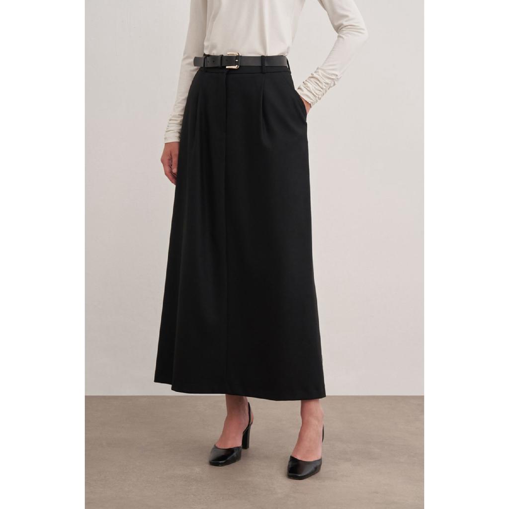 1161111 Флонелевая шерстяная юбка с поясом