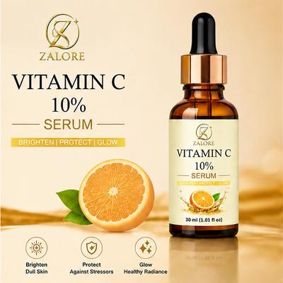 ZALORE Сыворотка для лица с витамином С 10% для сияющей и светлой кожи | Легкая увлажняющая сыворотка для ровного тона кожи и ежедневного ухода за сиянием | Быстро впитывается