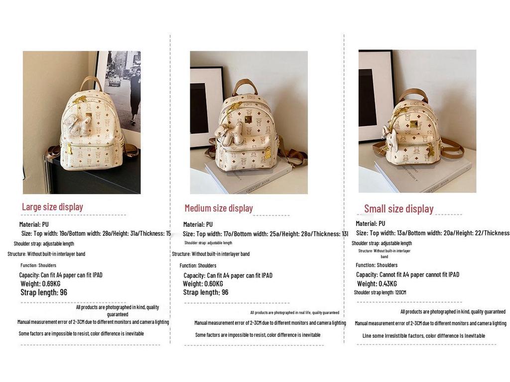 Трендовый милый рюкзак с медведем для женщин - Школьная и дорожная сумка большой вместимости