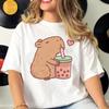 2025 SUMMER Capybara 2D T-shirts Women Manga Graphic Tee Harajuku Top Female Japanese Manga Designer Clothing Breathable