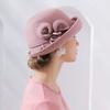 Vintage Fashion Women's Winter Bucket Hats Bow Knot Caps Wool Flower Hat Headdress Outdoor Calla Lily