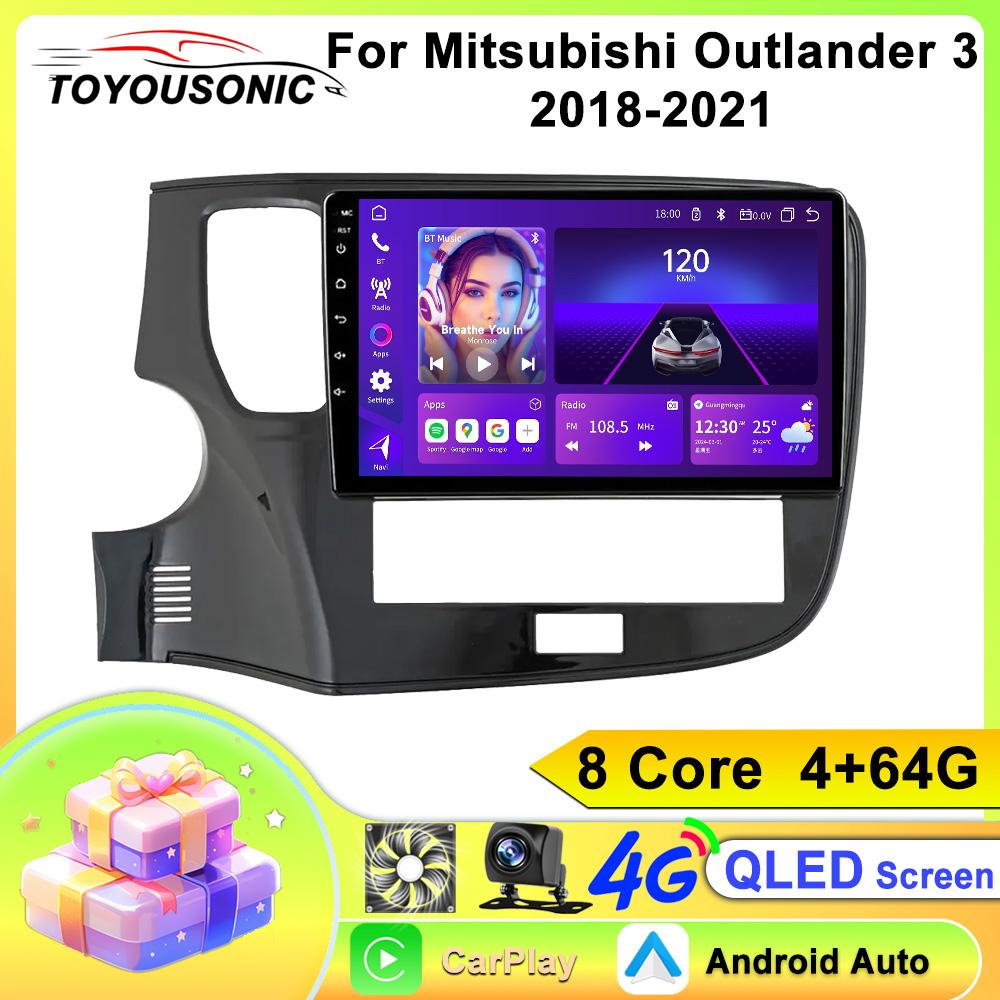Автомобильный видеоплеер Toyousonic для Mitsubishi Outlander 2018-2021, GPS-навигация, встроенный DSP, CarPlay, Autoradio, головное устройство Android