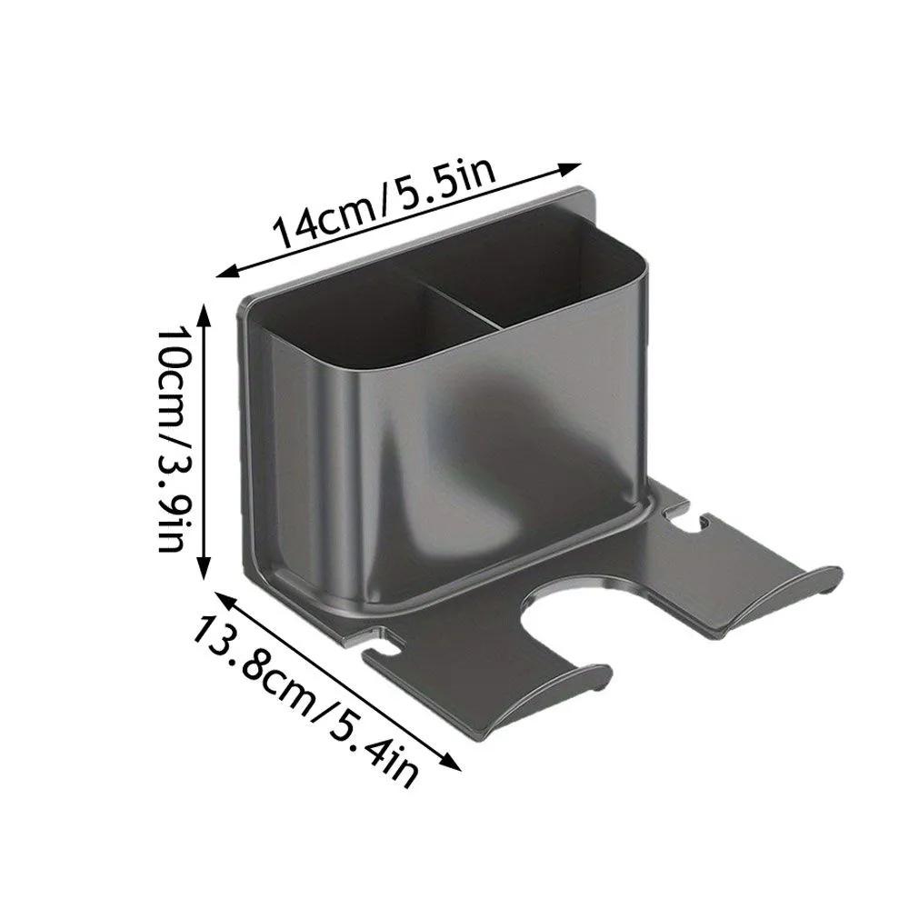 Настенный держатель для фена, полка-органайзер для хранения, полка для зубной пасты и зубной щетки, без сверления, аксессуар для ванной комнаты, компактный дизайн