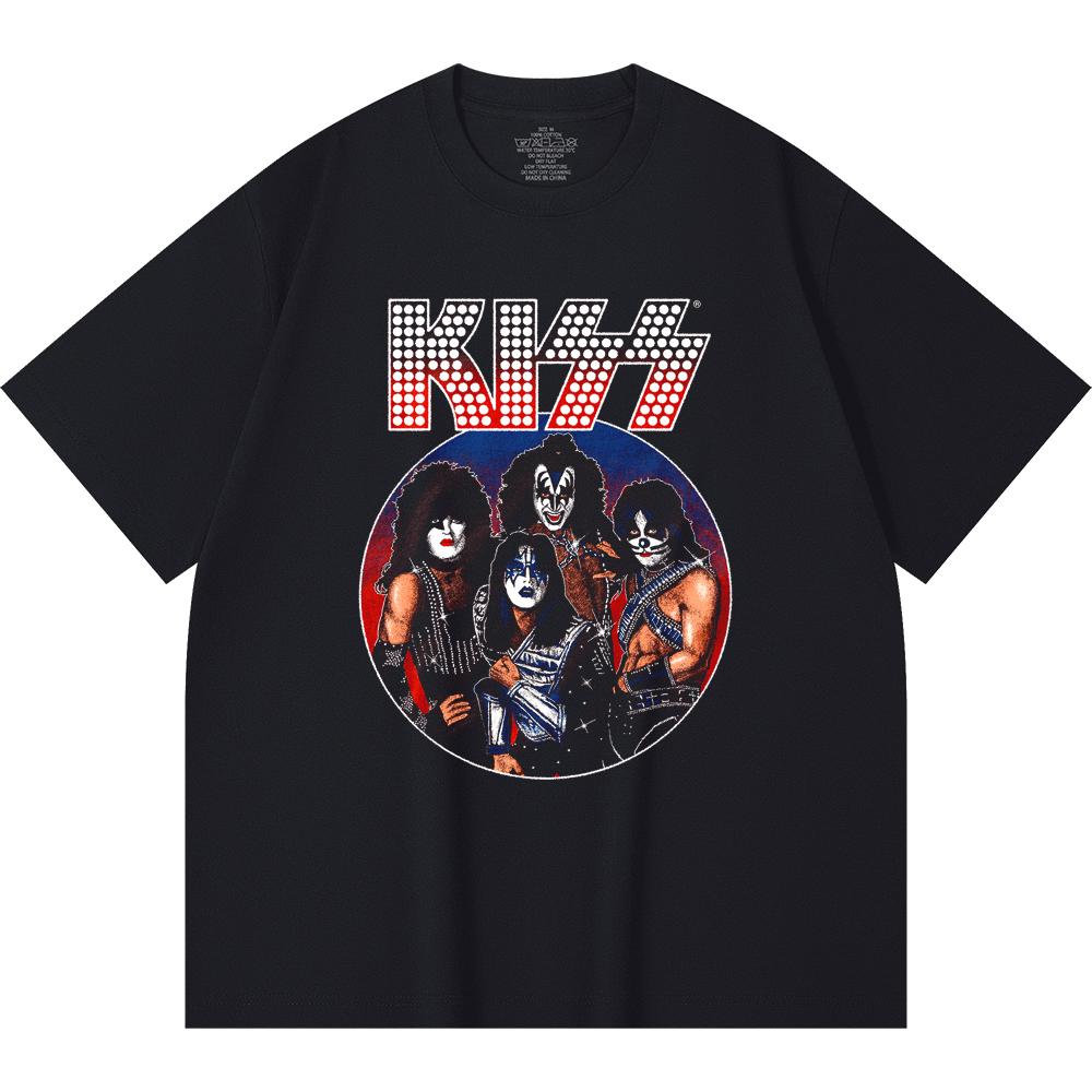 Хлопковая футболка плотностью 230 г/м² 100% Хлопок Heavy Metal Футболка с принтом рок-группы Популярная музыка Унисекс Тяжелая хлопковая футболка