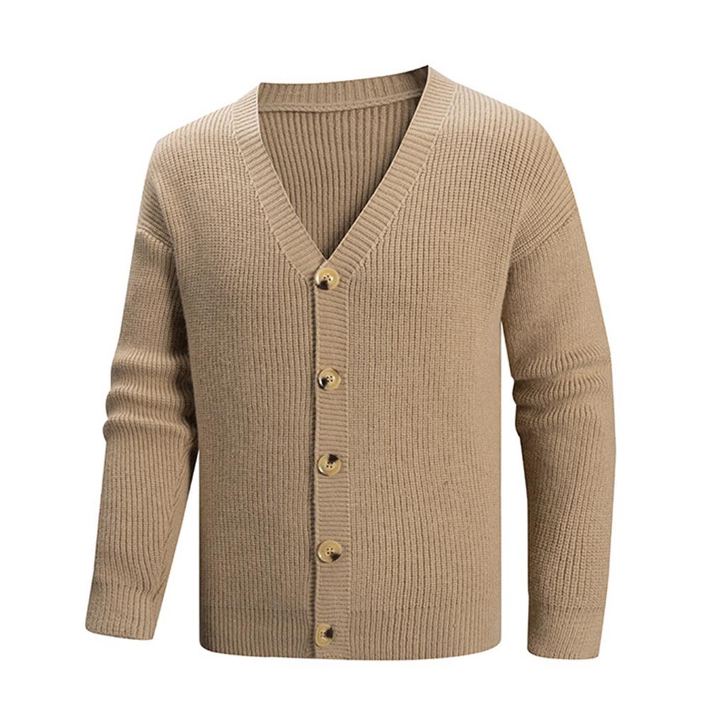 Мужской однотонный свитер, вязаный кардиган на пуговицах, куртка в британском стиле