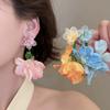 Пляжные Серьги Серьги-Подвески с Искусственными Цветами Серебряная Игла Серьги в Отпускном Стиле Подарок
