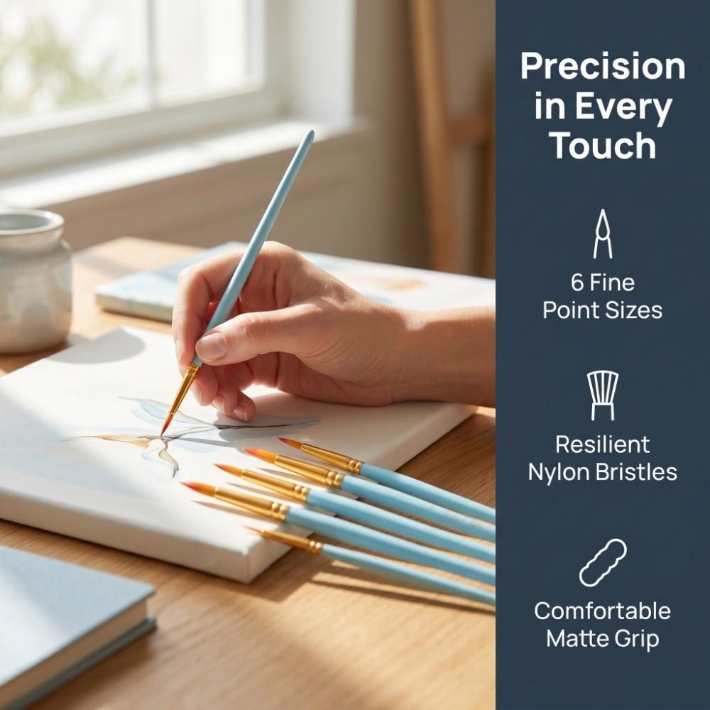 6PCS blue hand grips 6pcs pointed line drawing brushes nylon drawing tools art craft creation