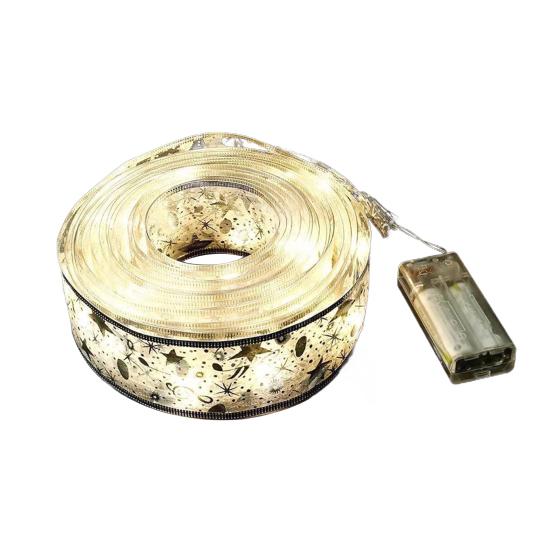 Christmas Tree Ribbon String Lights Battery Powered Fairy Lights Christmas Ribbon Bow Light for Indoor Outdoor Xmas Wedding New Year