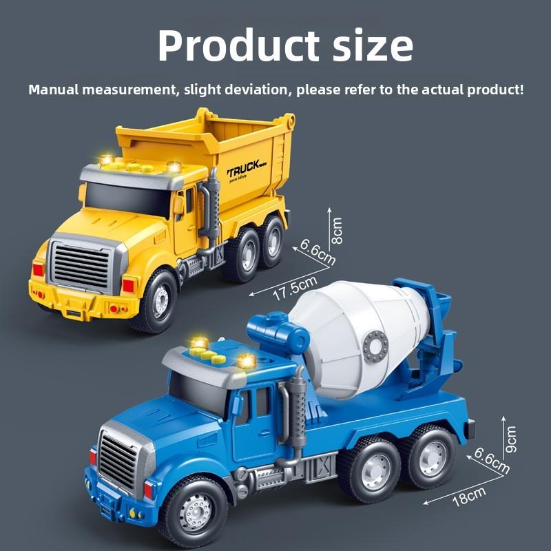 Dump And Mixer Truck Model Children Toy With Lighting And Storytelling Function For Toddlers