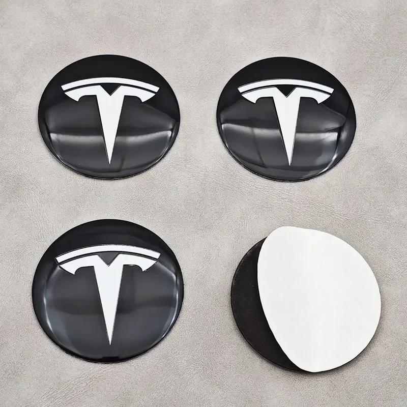 Автомобильная наклейка Tesla 4 шт. 56 мм Черно-белая Колпачок Tesla Колпачок центрального отверстия Наклейка с логотипом для Tesla Model 3 Y S X Персонализированная автомобильная наклейка C