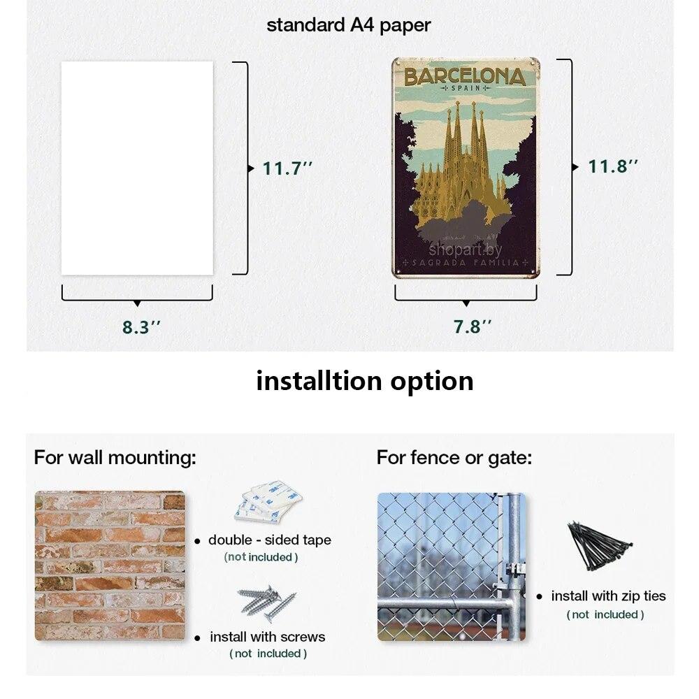 Tin Sign Landscape Paris Havana Tokyo Sydney Malibu Los Angeles Chicago City Metal Vintage Plaque Retro Decorative Plate Decor