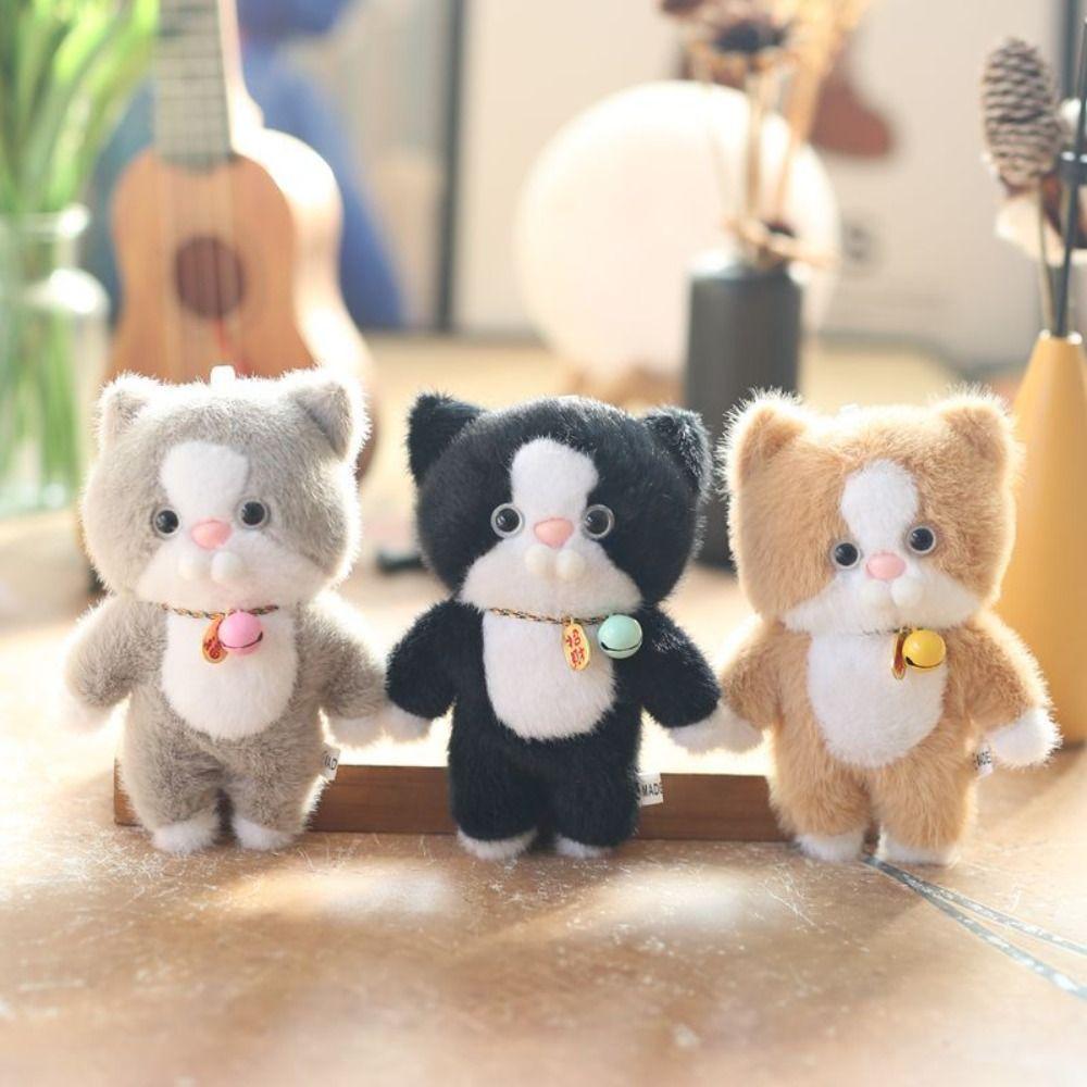 Soft Animal Little Cat Keychain Fluffy Stuffed Kitten Keyring Backpack Decor