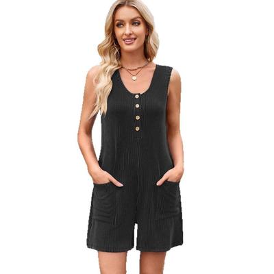 Женский летний полосатый повседневный комбинезон без рукавов