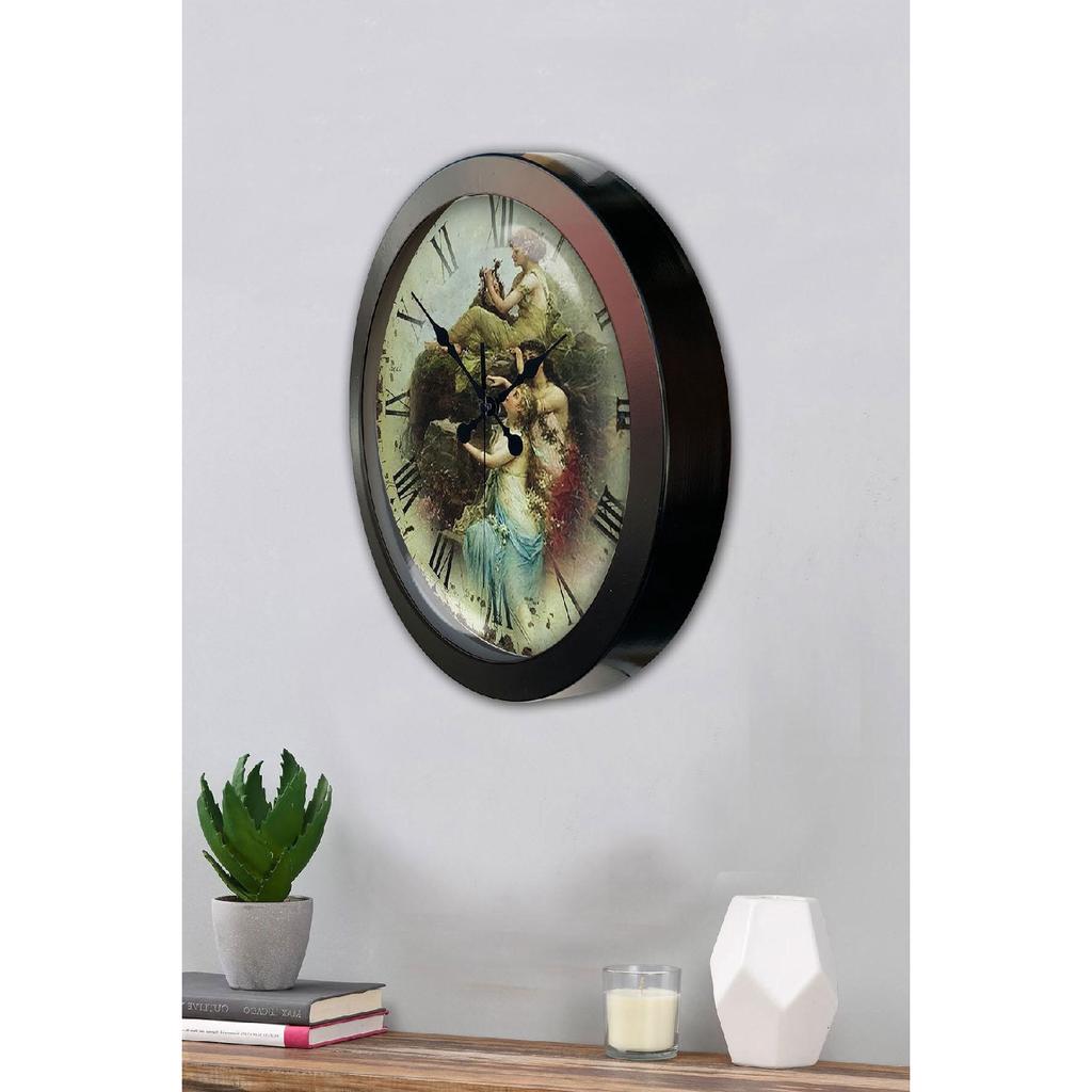 Настенные часы с черной металлической женской фигурой, 36 см