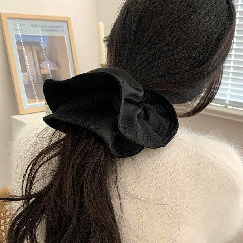 Oversized Solid Color Scrunchies Korean Satin Large Elastic Hairbands Hair Rings Rubber Band For Women Ponytail Hair Accessories