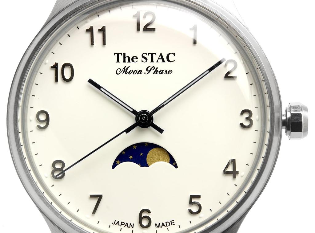 The STAC Сделано в Японии Часы 36мм Антикварные Ретро Унисекс Фаза Луны Арабские x Белые Черные Кроко [The Stack] Мужские Женские ST-MF001