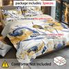 3pcs Blue and Yellow Floral Decoration Printed Quilt Set- Includes 1 Quilt Cover and 2 Pillow Cover (without Filler)