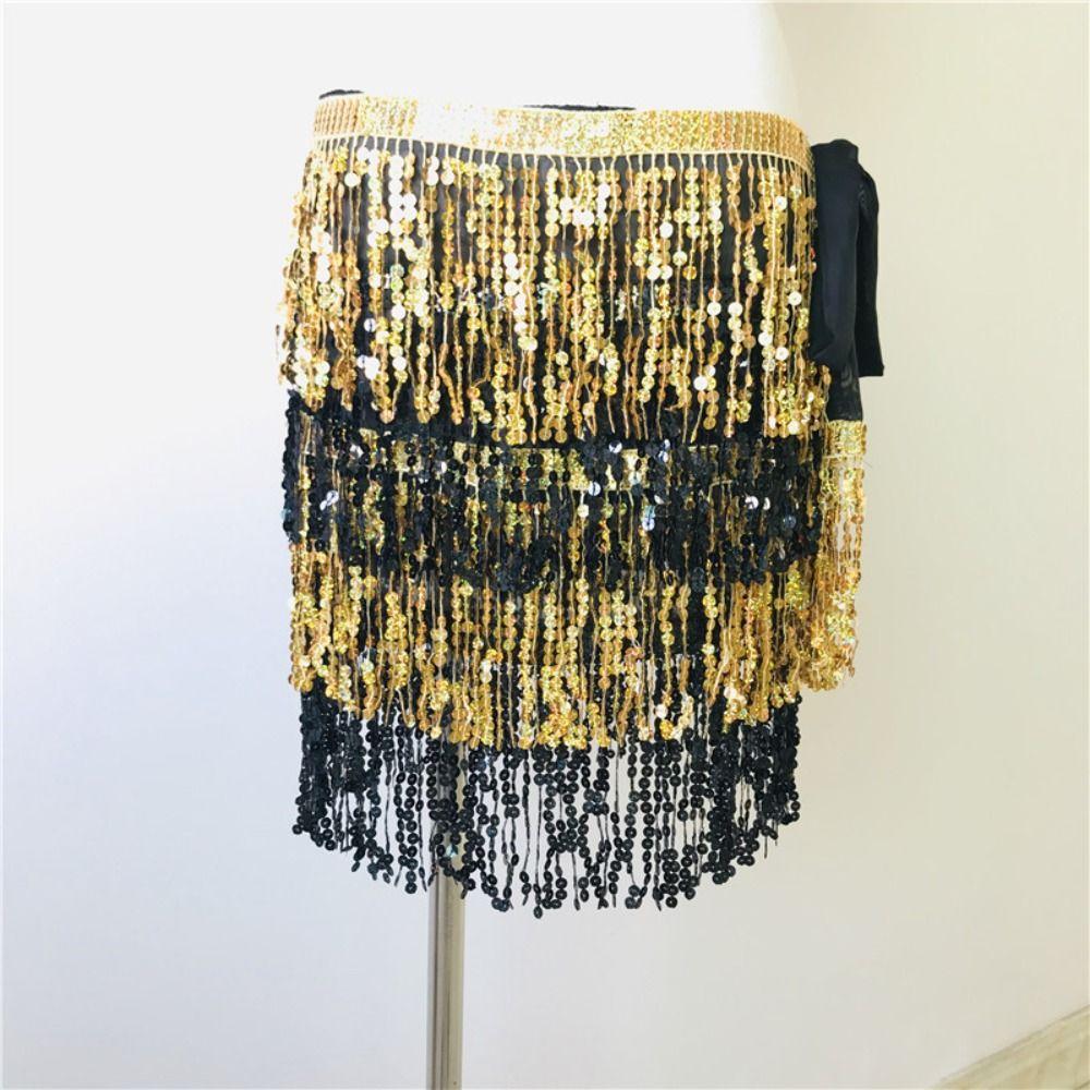 Bohemian Sequin Fringed Skirts Tassels Wrap Belts Show Dancer Skirt Women