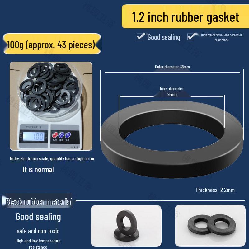 Набор плоских резиновых шайб: Водонепроницаемые прокладки для душевых шлангов и смесителей - Размеры 3/8", 1/2", 3/4", 1"