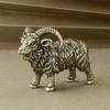 Yousheng Brass Goat Figurine Vintage Long Horn Sheep Model Mini Animal Metal Statue Sculpture Desktop Feng Shui Desktop Decoration Ornament