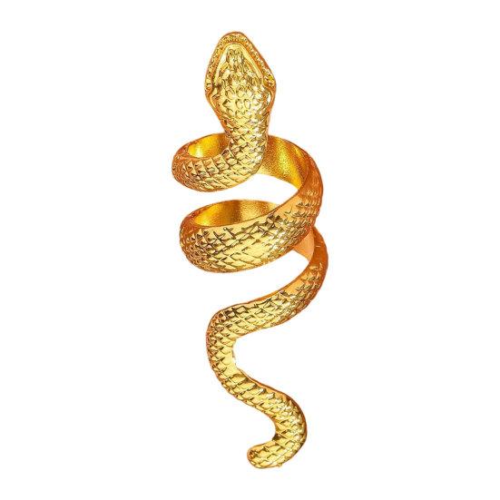 Exaggerated Snake Print Finger Band, Adjustable Open Snake Ring, Three-Dimensional Winding Design Animal Ring for Jewelry Gift
