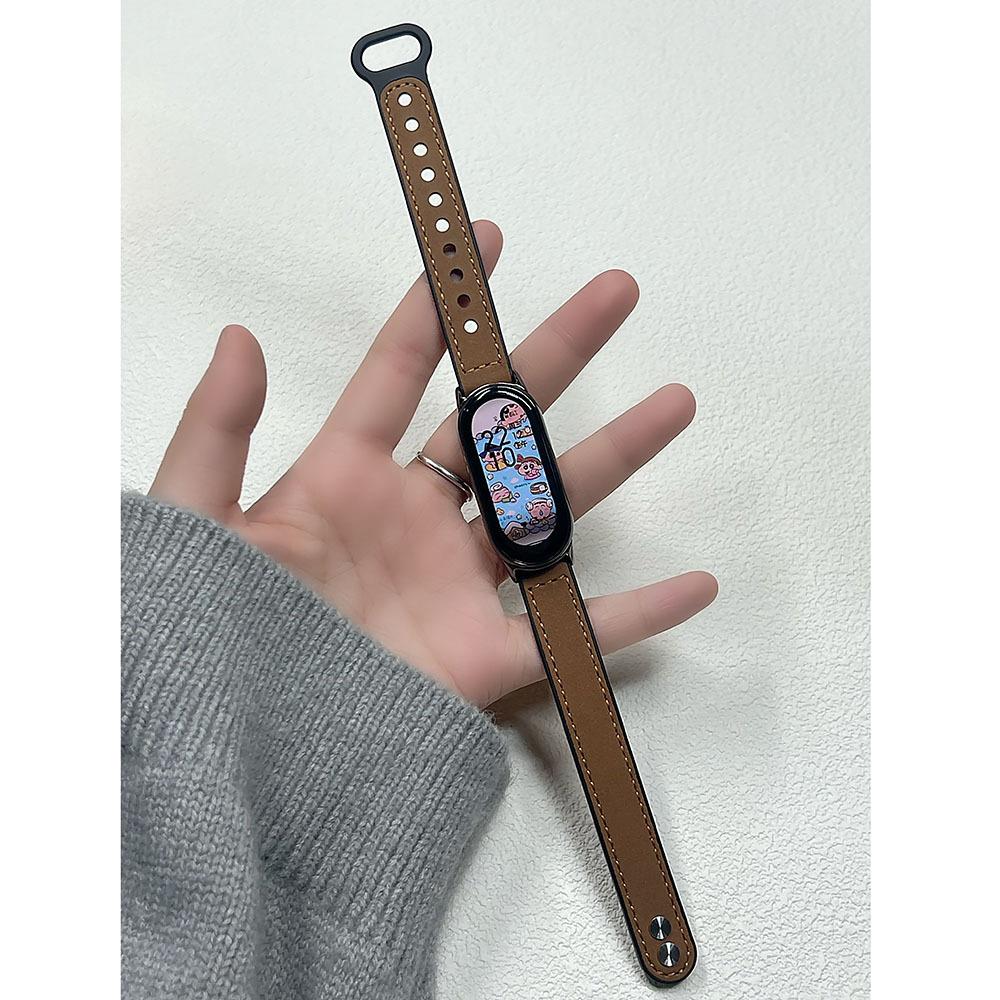 Applicable to Xiaomi Mi Band 10 Strap 9/8nfc Frosted Leather Premium Sense Wristband Light Luxury Double Nail Sports Watch Strap