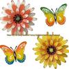 4-Piece Metal Flower & Butterfly Wall Art Set for Garden, Bedroom, or Living Room