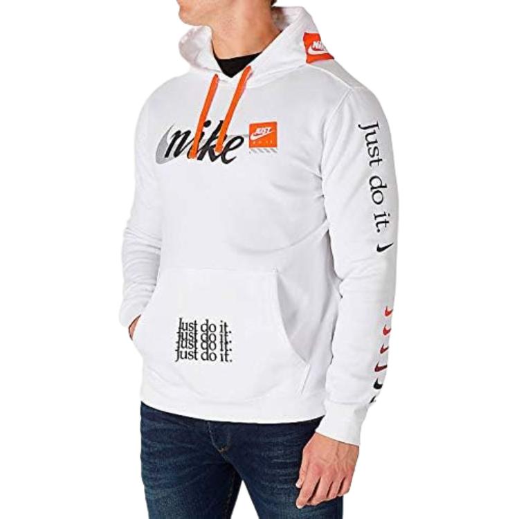 Nike Пуловер с капюшоном Alphabet, облегающая толстовка с длинными рукавами, мужские топы, белые AV5905-100