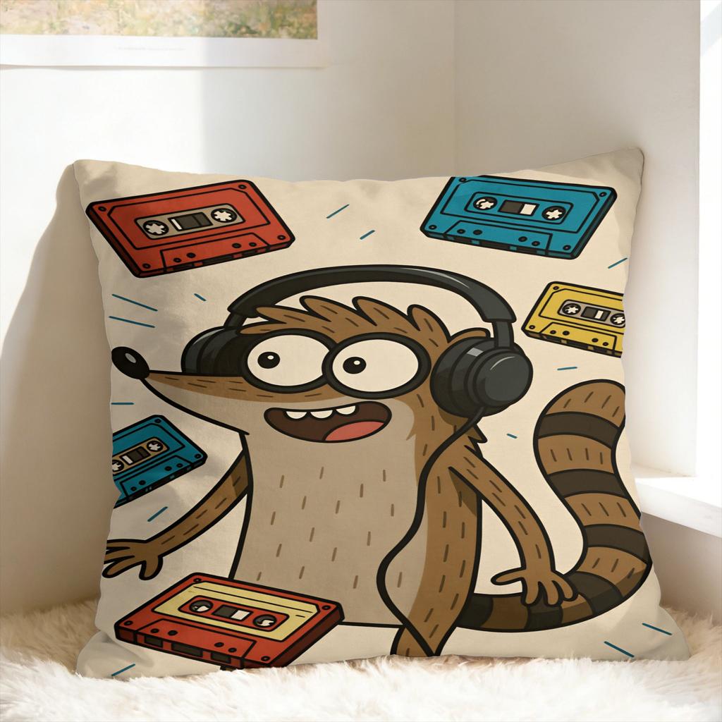 RRegular Show Pillow Cover Vintage Pillow Case For Living Room Bed Chair Comfy Pillowcases Birthday Gift